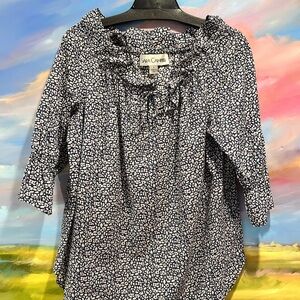 Sara Campbell Navy and White Floral Blouse